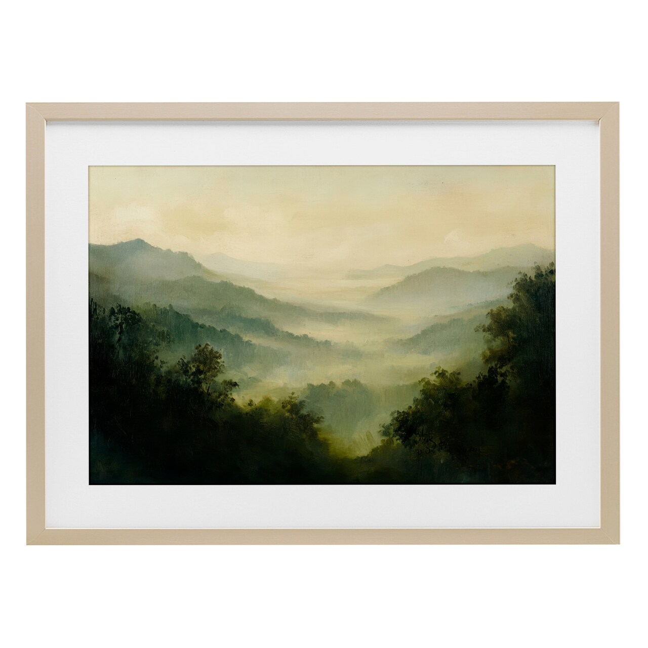 Stupell Industries Through The Haze Landscape Framed Print Under Glass, design by Petal Prints Design